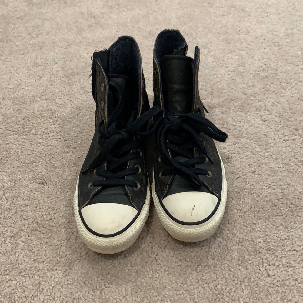 Leather converse high tops